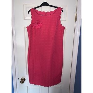 TALBOTS BRIGHT PINK BUTTERFLY PATTERNED MIDI DRESS SIZE 12